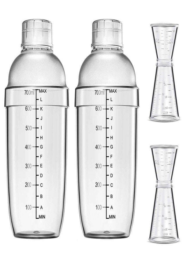 Another 4 pcs Clear Cocktail Shaker Set 2 pcs Plastic bar Shaker with 2 pcs Plastic Cocktail Double Measuring Jigger - Image 1